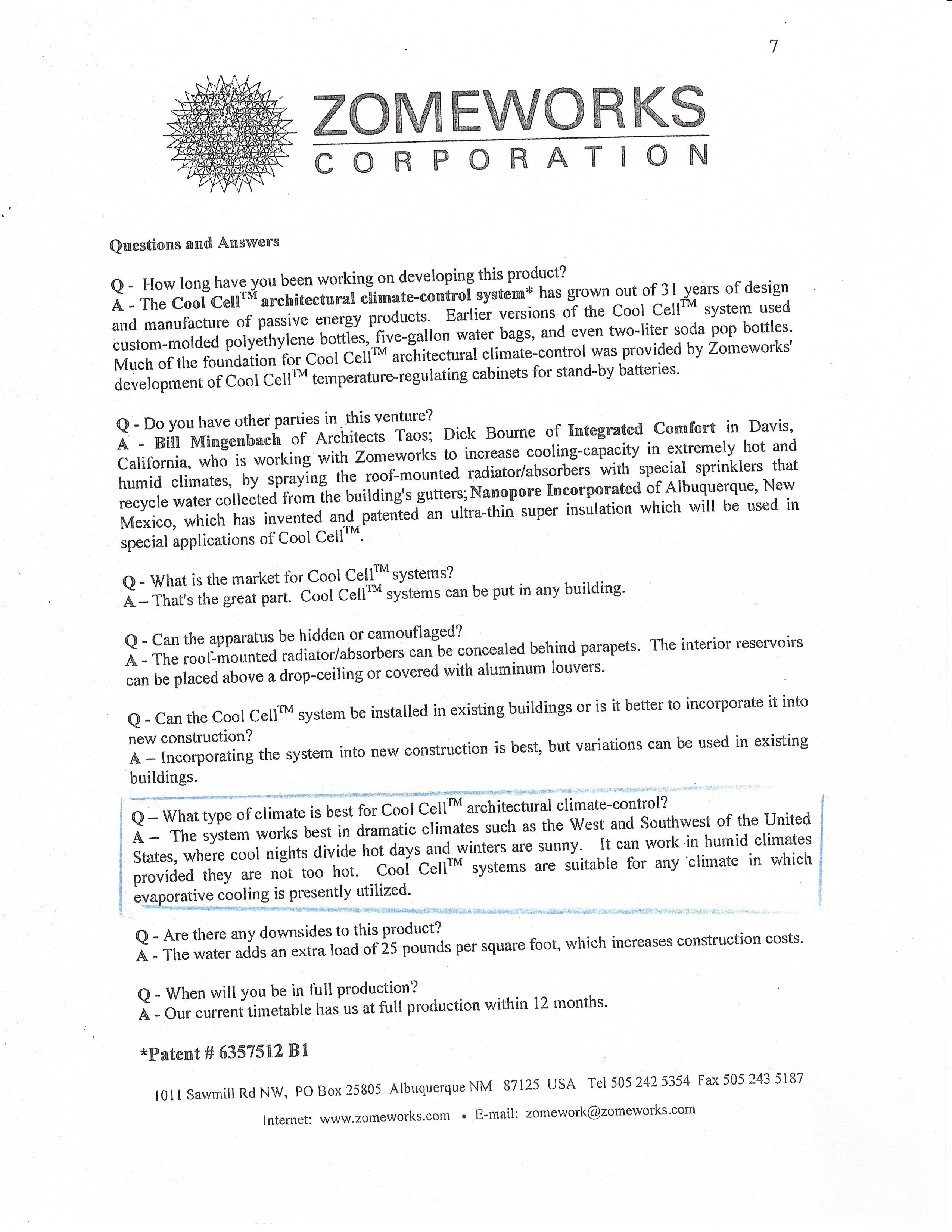 Cool Cell Q&A document